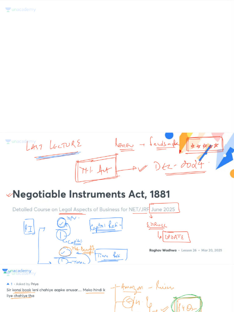 Negotiable Instruments Act 1881 With Anno | PDF