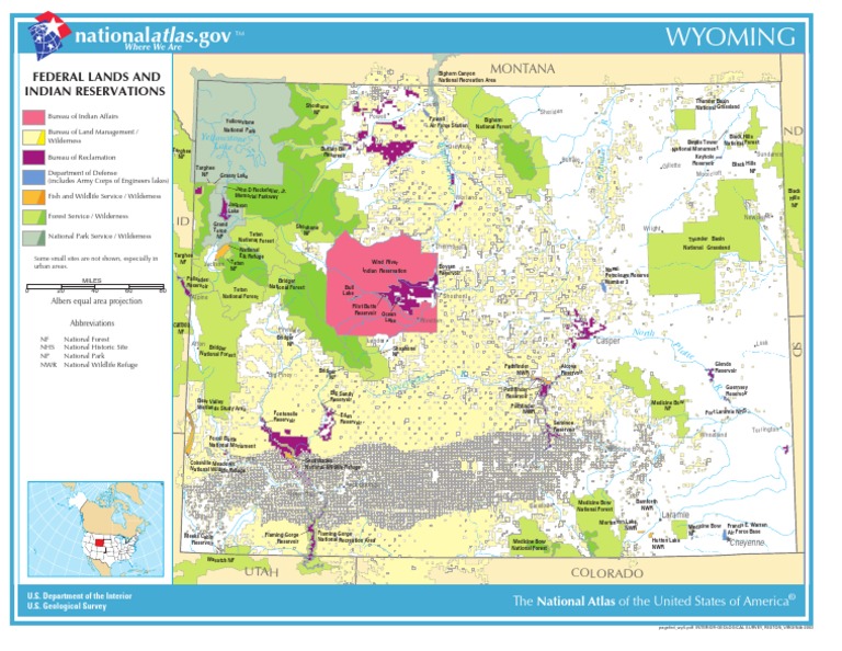 Map of Wyoming Federal Lands and Indian Reservations Wyoming