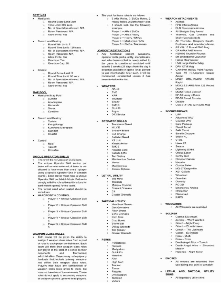 CODM Rules and Regulations | PDF