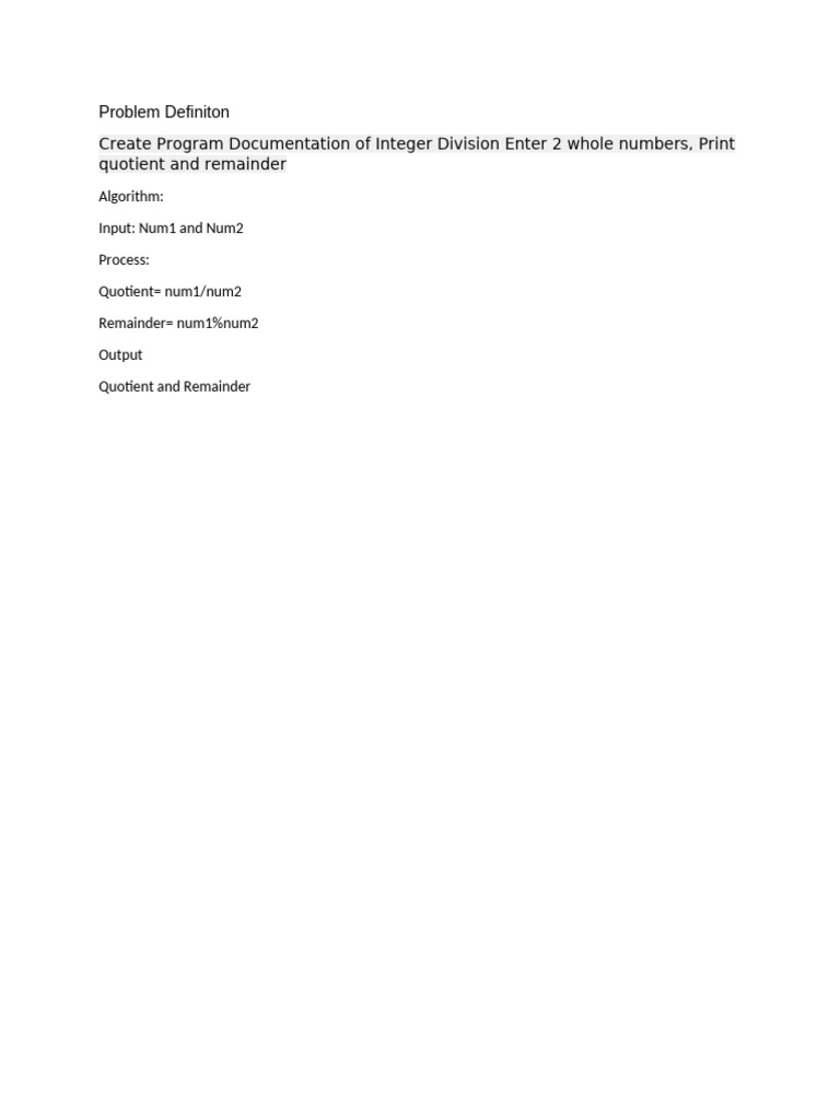 Integer Division | PDF