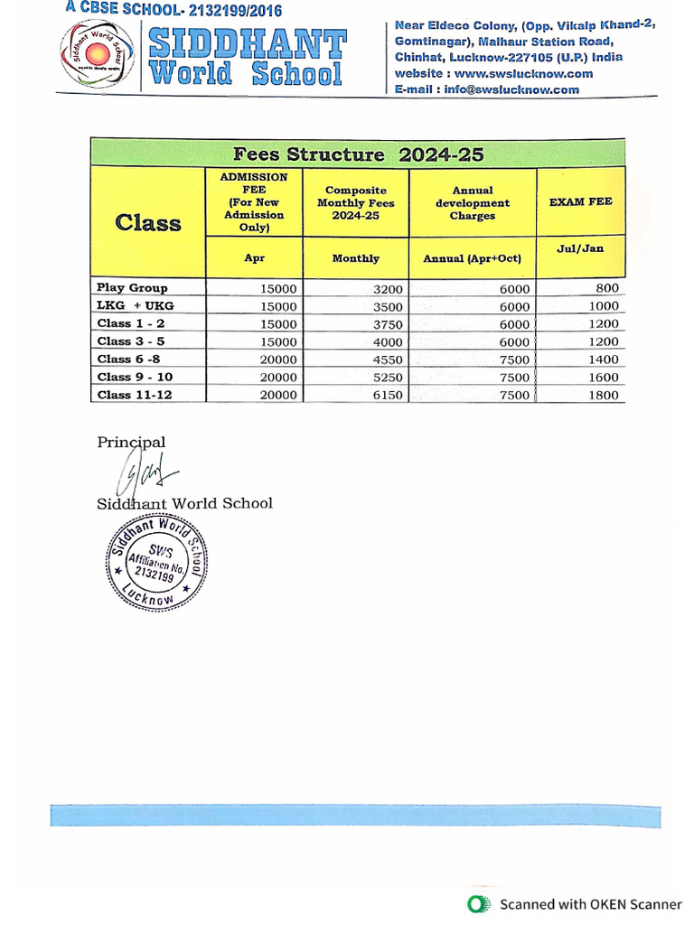Fee Structure 2024 25 | PDF