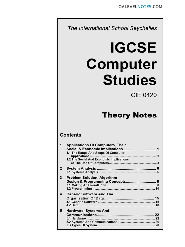 Igcse Theory Notes | PDF | Computer Program | Programming