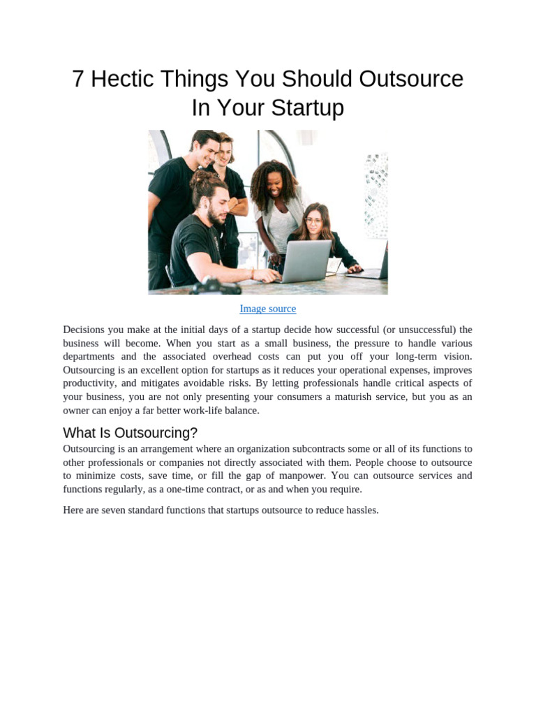 7 Hectic Things You Should Outsource in Your Startup | PDF ...