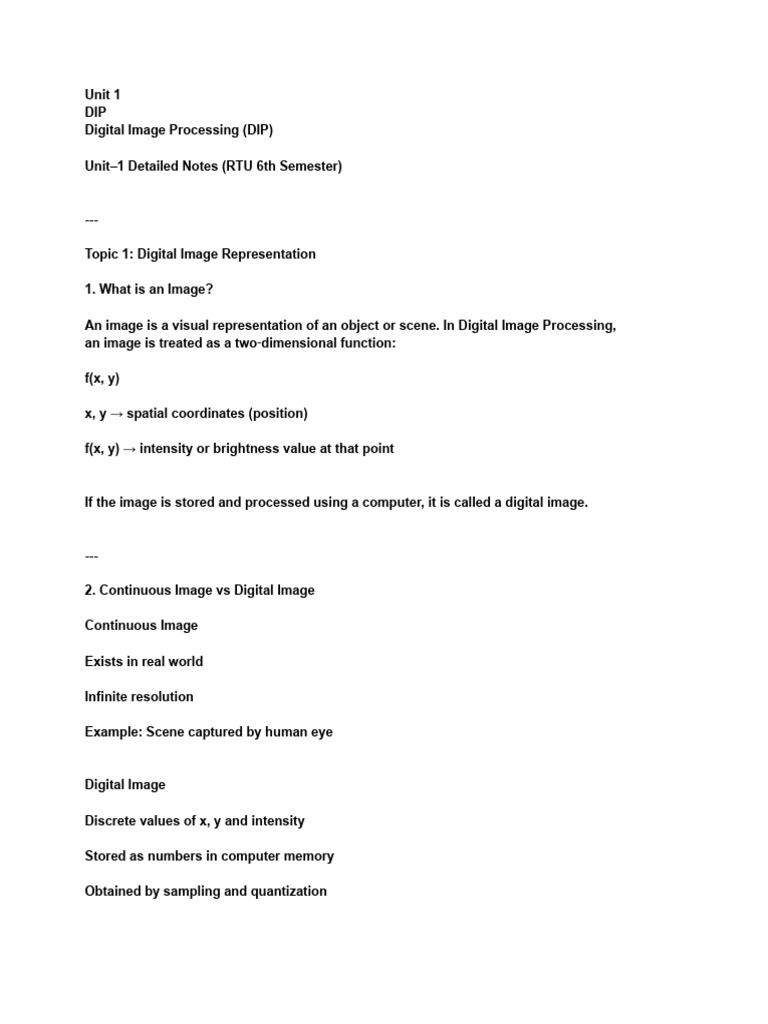 DIP Unit 1 M | PDF | Sampling (Signal Processing) | Rgb Color Model