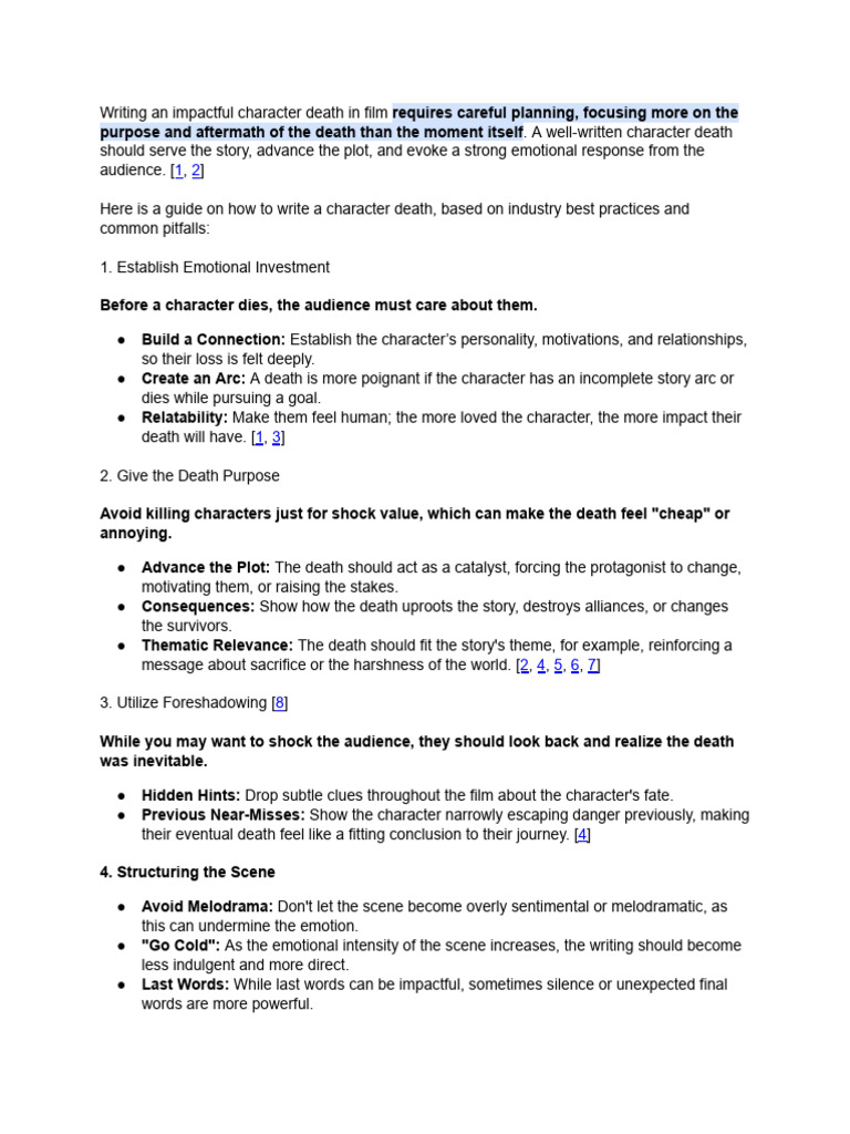 How To Write A Character Death in Films | PDF