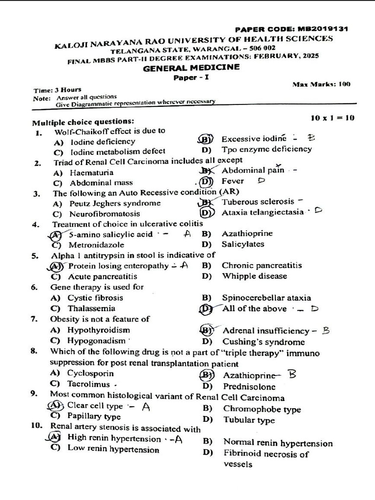 Final Year 2020 Regular Question Papers | PDF