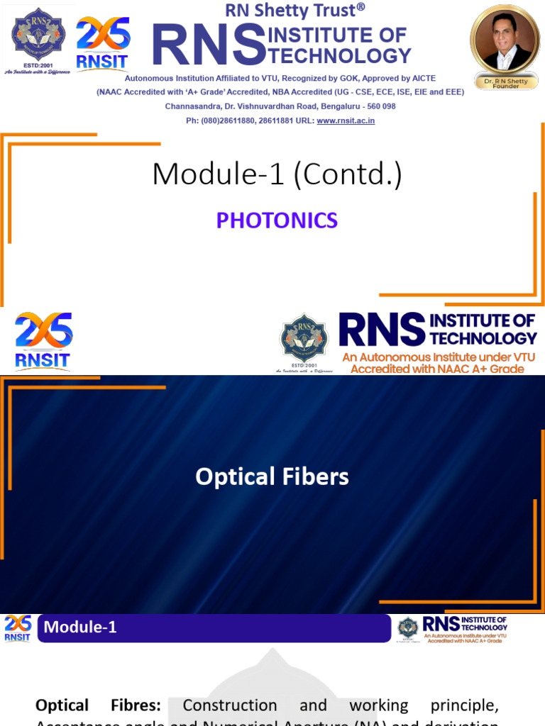 Module 1 - Optical Fibres - Upto 18-03-2026 Cse-I | PDF