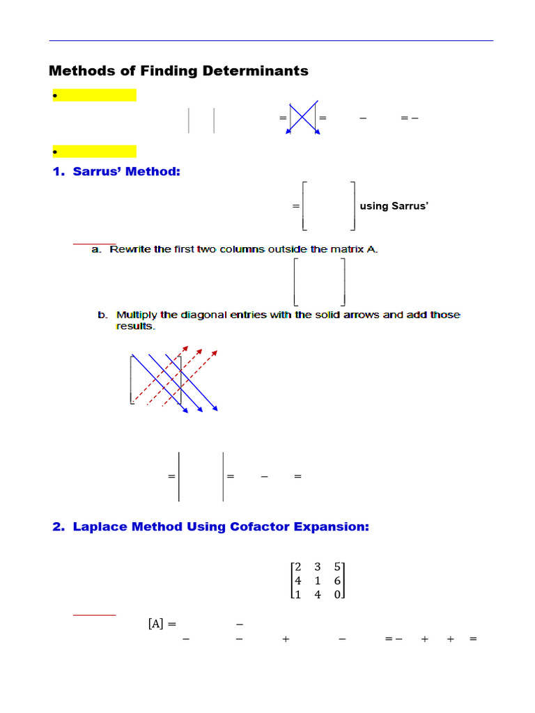1 - Methods of Evaluation of Determinants - 5 Pgs Ghanim | PDF ...