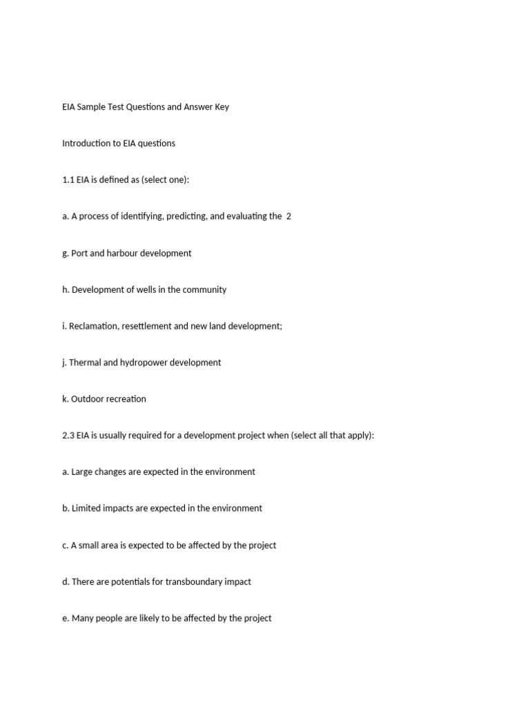 EIA Sample Test-WPS Office | PDF | Environmental Impact Assessment