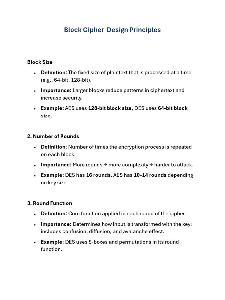 Block Cipher Design Principles (Unit-1) | PDF | Computer Security ...