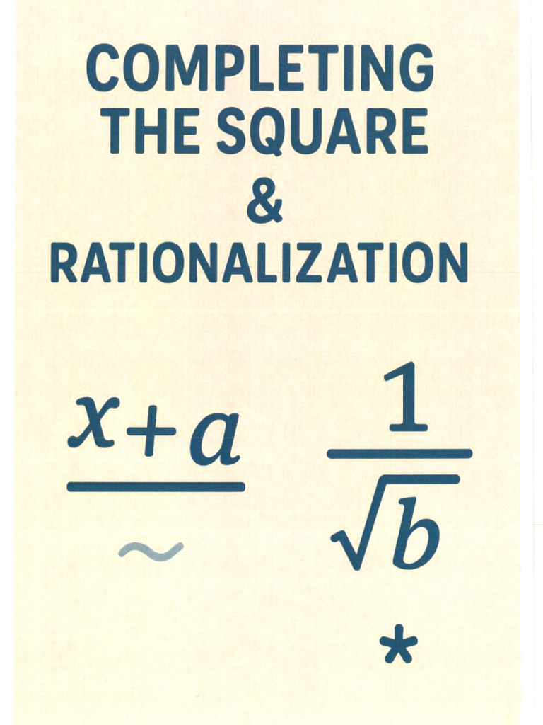 Completing Square & Rationalization | PDF