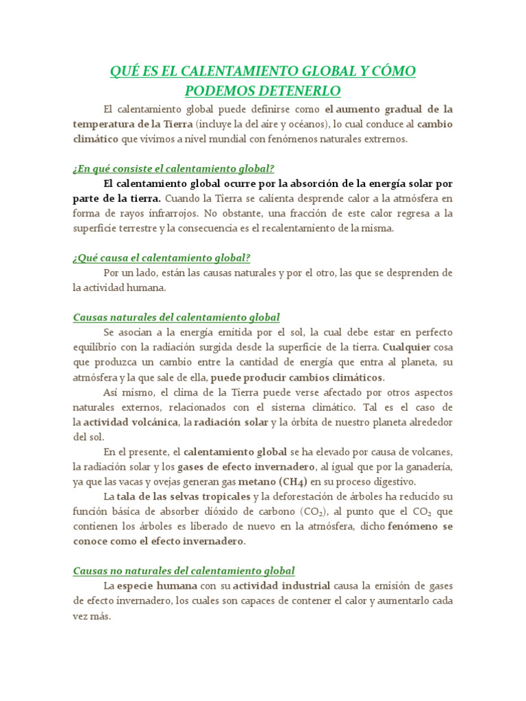 Calentamiento Global | PDF | Gases de efecto invernadero | Dióxido de ...
