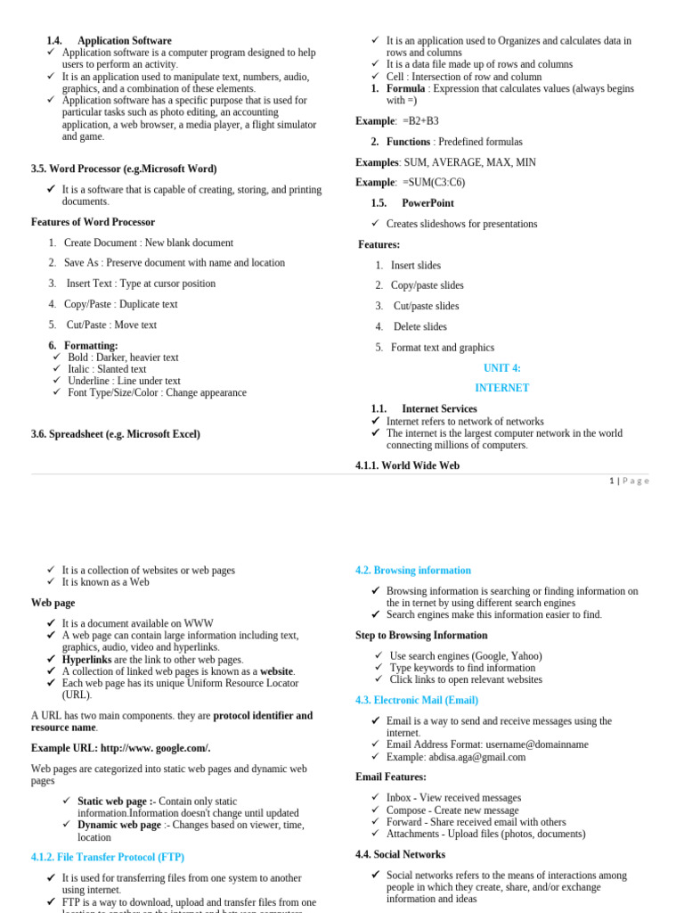 Ict G8 Handout - Unit 4 | PDF
