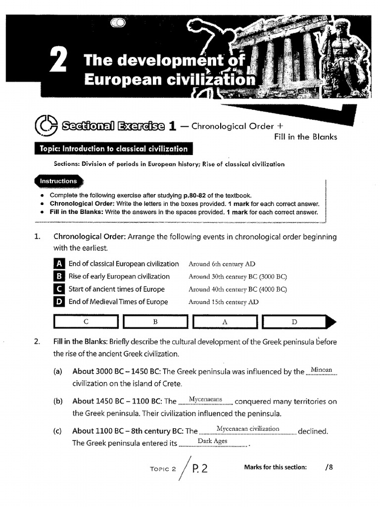 F1 Workbook Ans European Civilisation | PDF