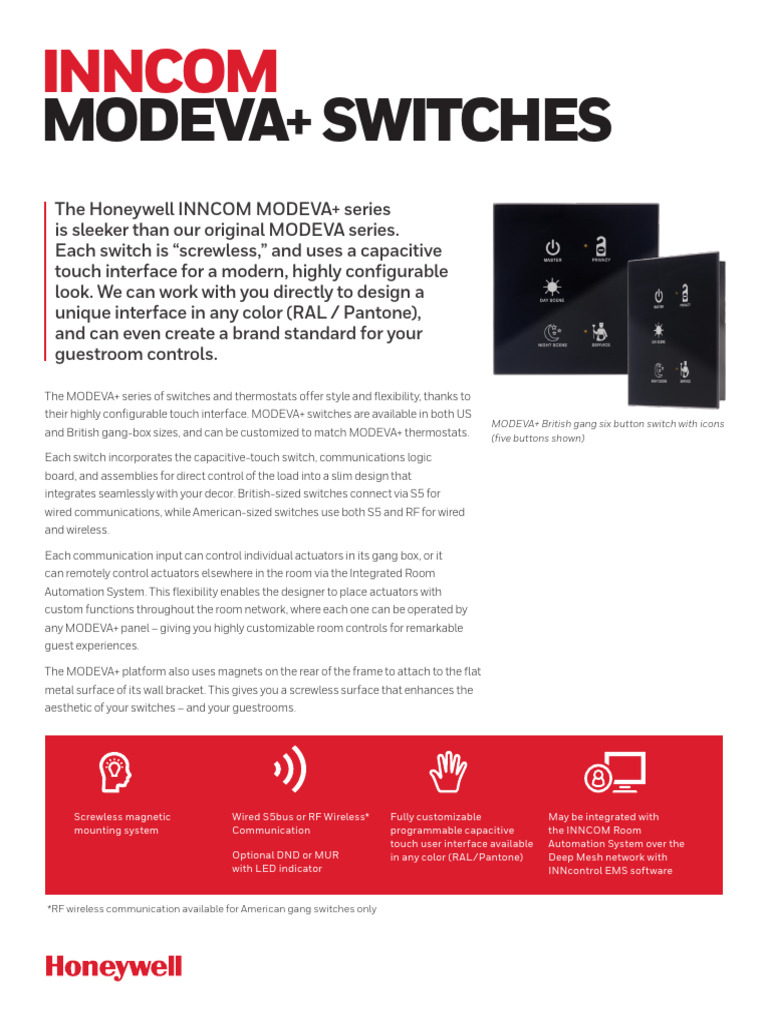 Hon Ba Bms Inncom Modeva Switch Datasheetjan | PDF | Switch | Automation