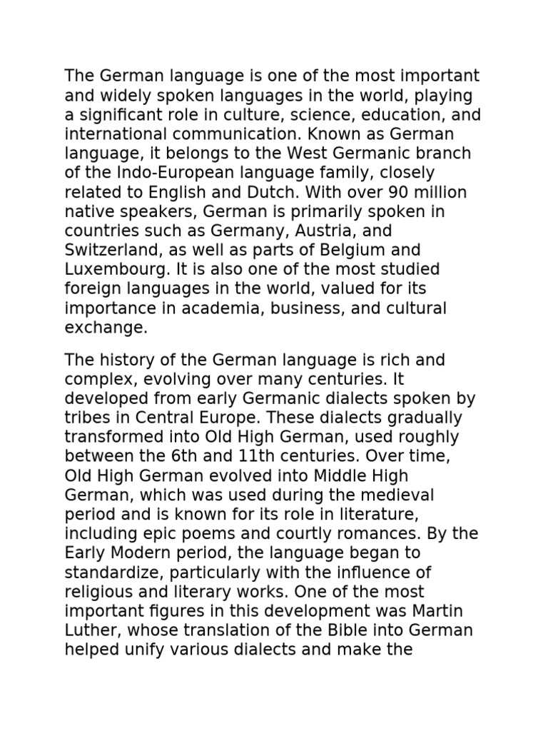 The German Language Is One of The Most Important and Widely Spoken ...
