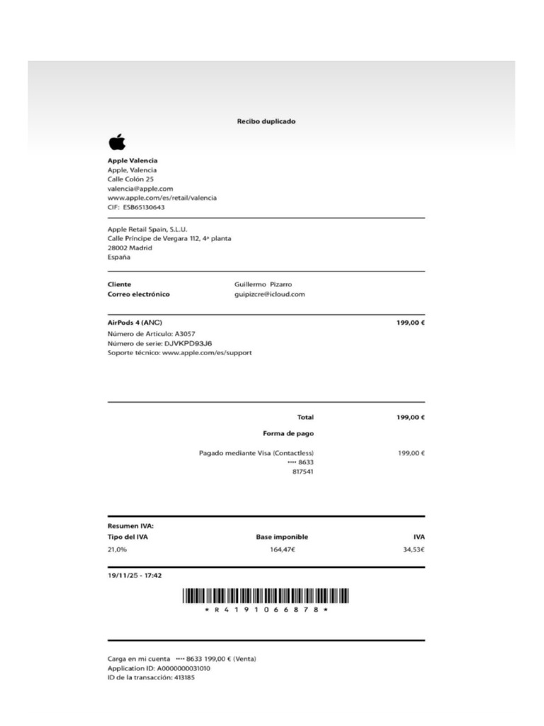Factura Iphone Airpods | PDF