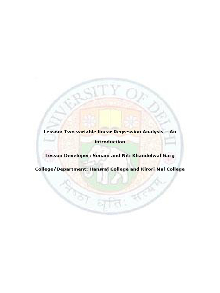Two Variable Linear Regression Analysis - An Introduction | PDF ...