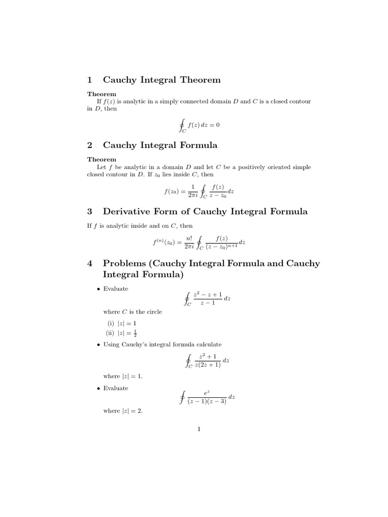 Cauchy Integral Theorem and Formula | PDF | Integral | Mathematical ...
