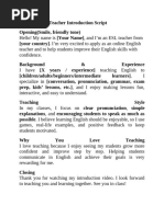 ESL Teacher Self-Introduction Script | PDF | Teachers | Behavior ...