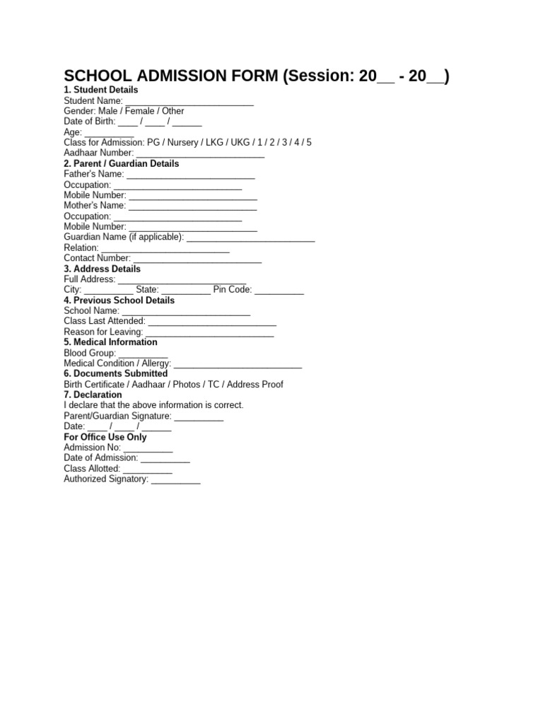 Pps SK Singh Admission Form | PDF