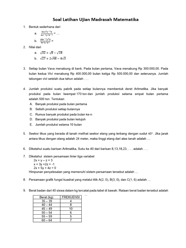 Latihan Soal UM Matematika | PDF