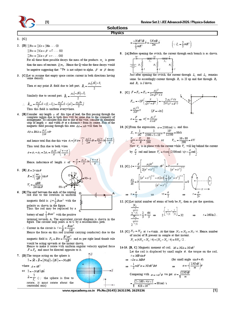 RS-2 Advanced Physics Solution | PDF | Inductor | Electricity