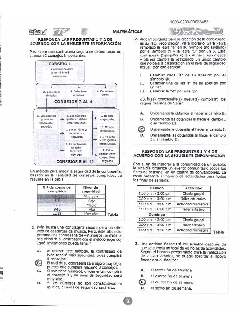 Sesión 1 y 2 Matemáticas Icfes Material de Estudio | PDF