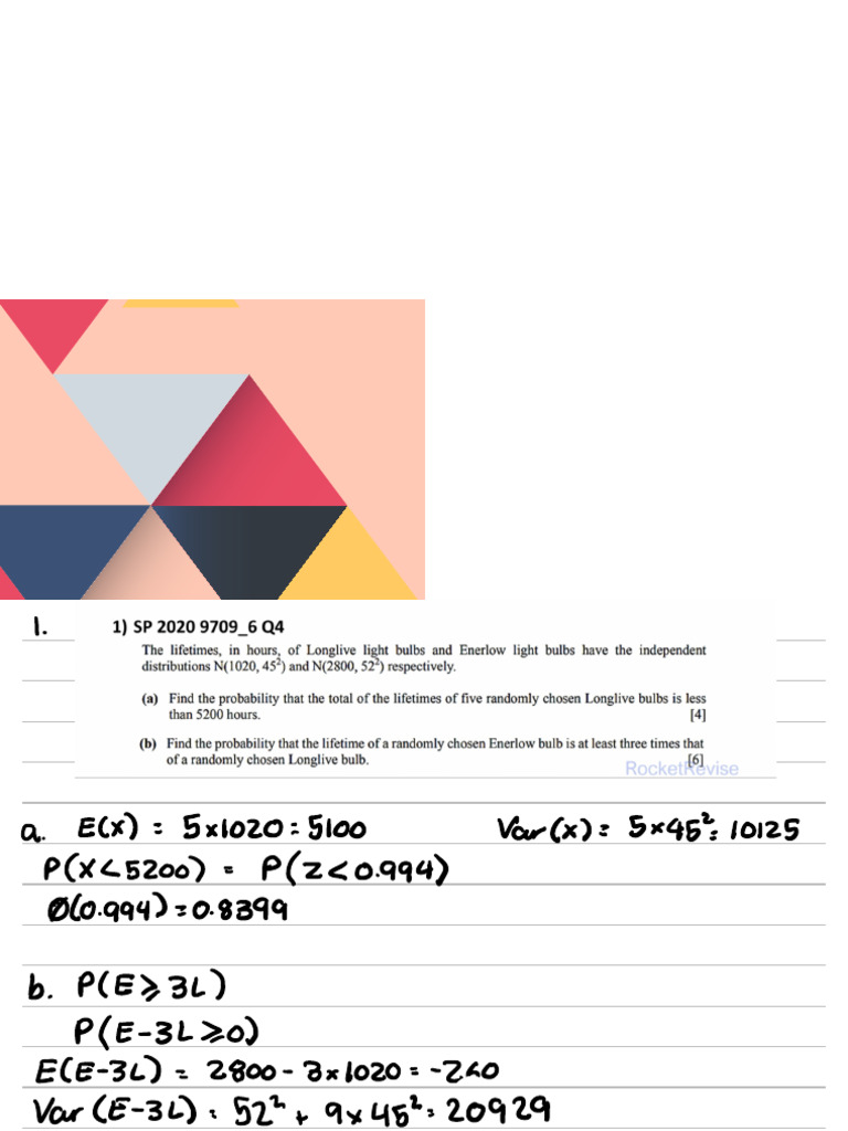 Linear Combination of Random Variables | PDF