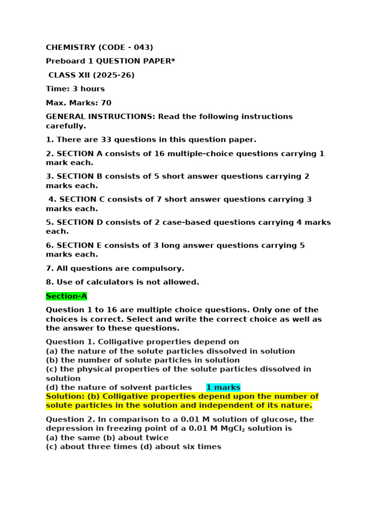 Chemistry 12 Pb1 Answer Key | PDF | Chemical Reactions | Redox