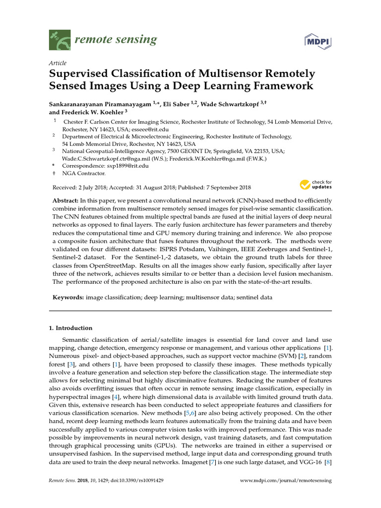 Supervised Classification of Multisensor Remotely | PDF | Deep Learning ...