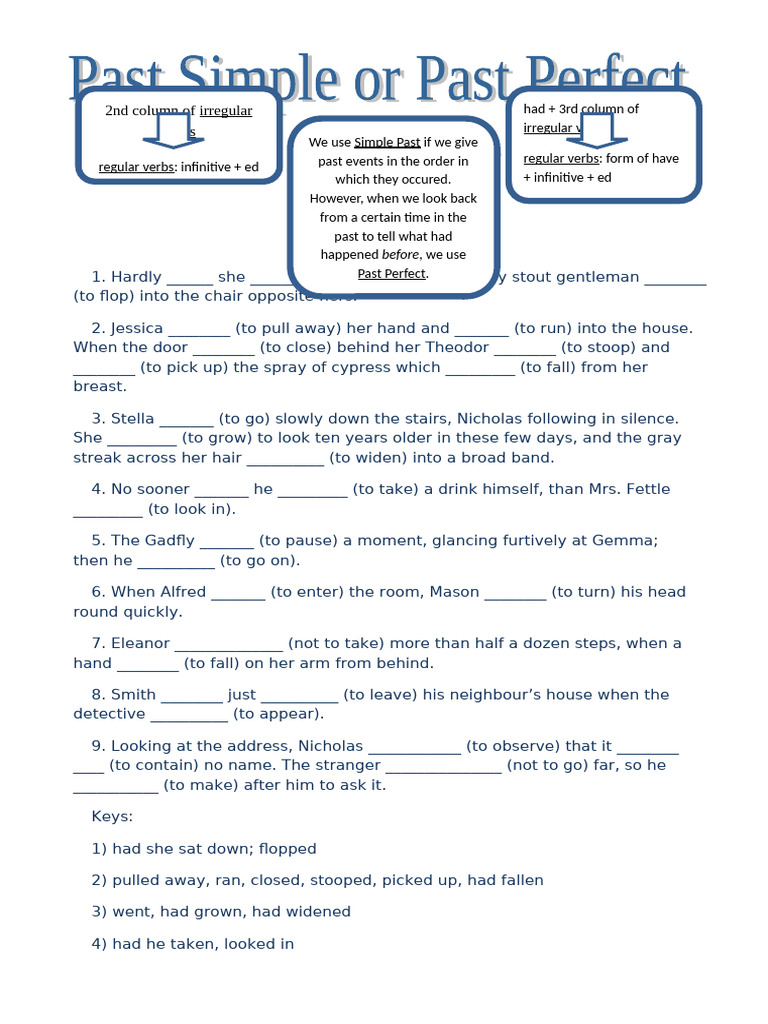 Past Simple or Past Perfect | PDF