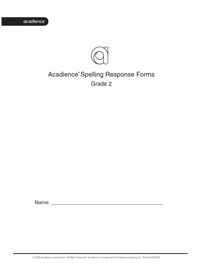 AcadienceSpelling ResponseForm G2 | PDF