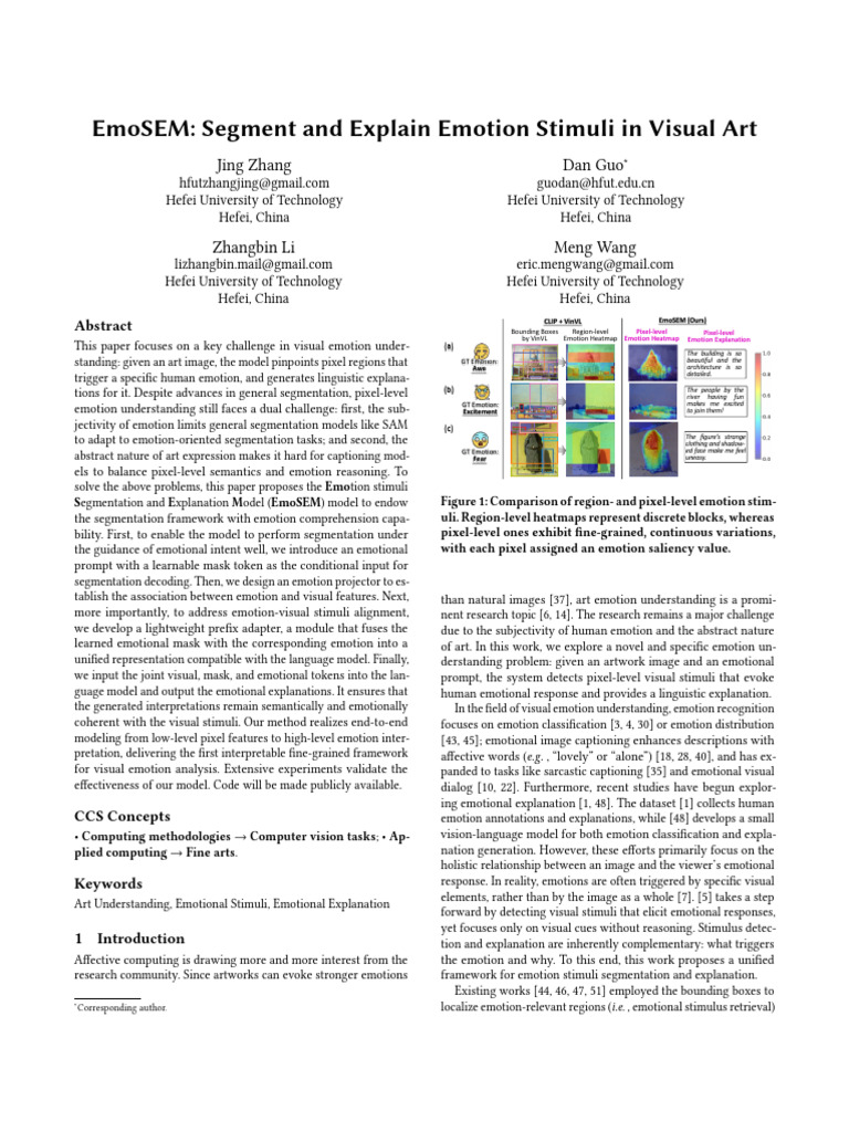 424 - EmoSEM Segment and Explain Emotion Stimuli in Visual Art | PDF ...