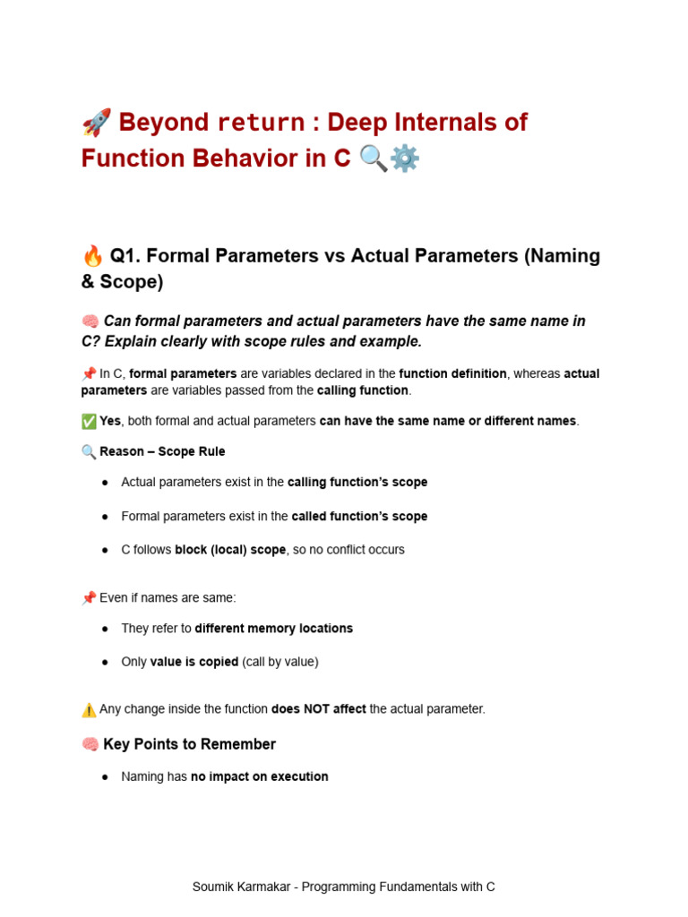 ? Beyond Return - Deep Internals of Function Behavior in C ? | PDF ...