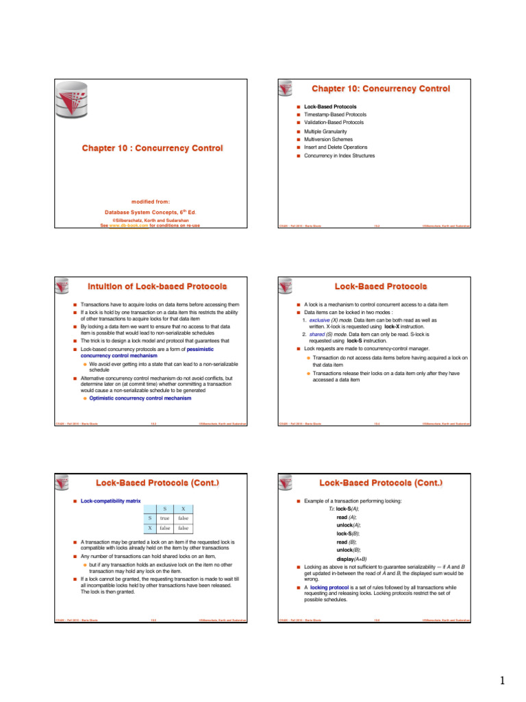 Ch10 CC Handout | PDF | Database Transaction | Synchronization