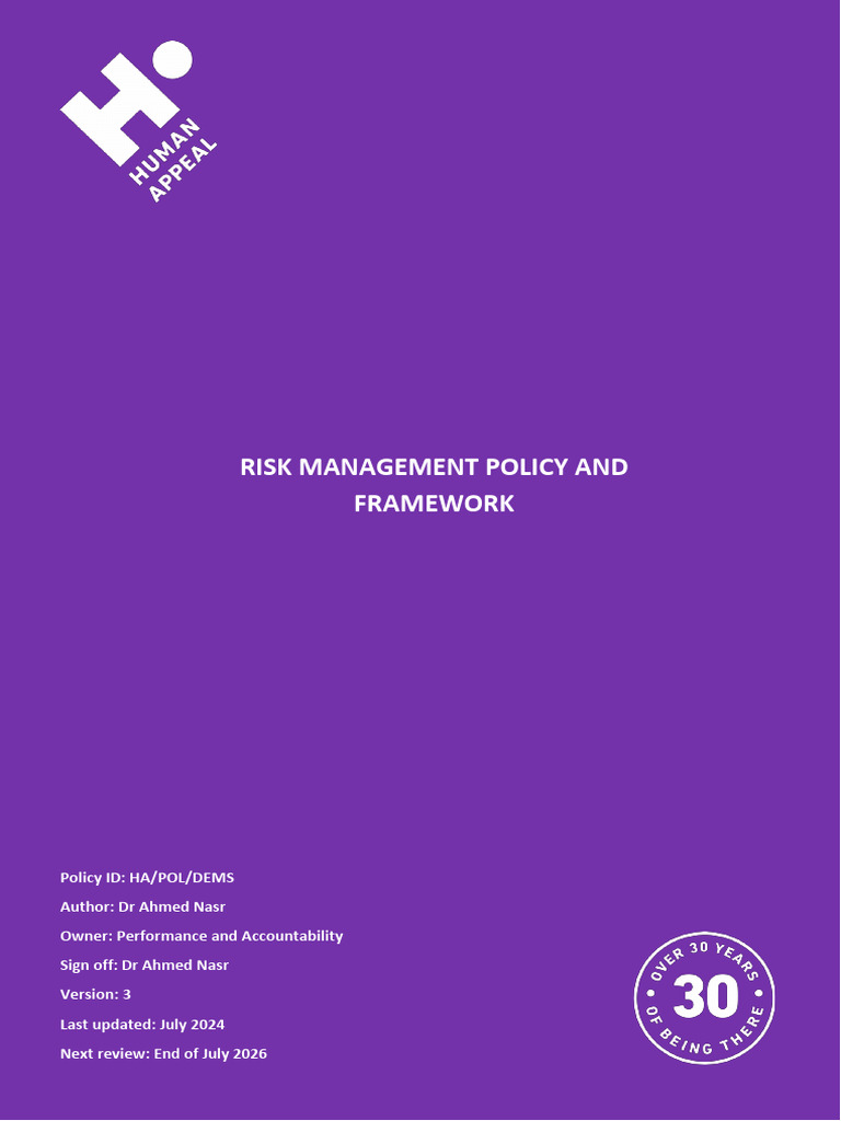 Risk Management Policy and Framwork 2024 Web Version | PDF | Risk ...