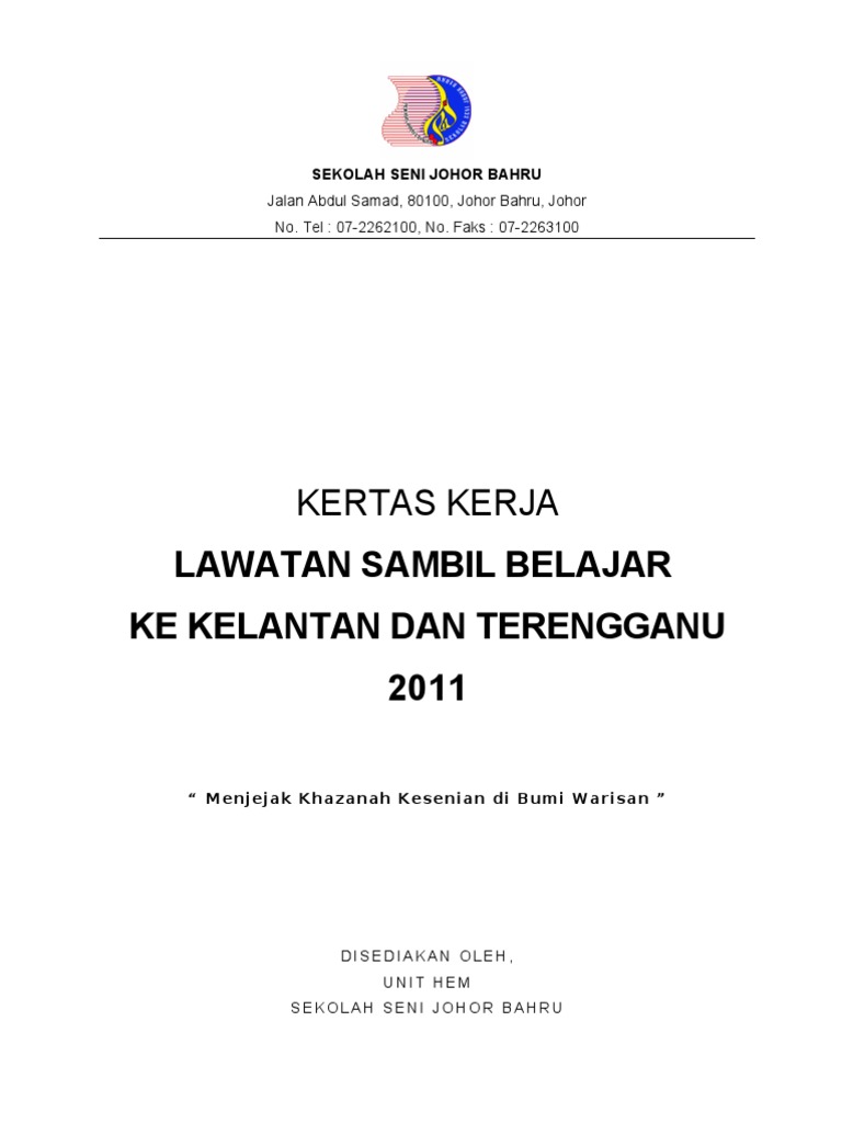 Kertas Kerja Lawatan Ke Kelantan Dan Terengganu Pdf