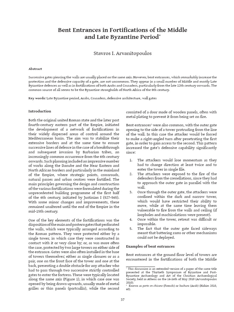 Bent Entrances in Fortifications of The | PDF | Castle | Fortification