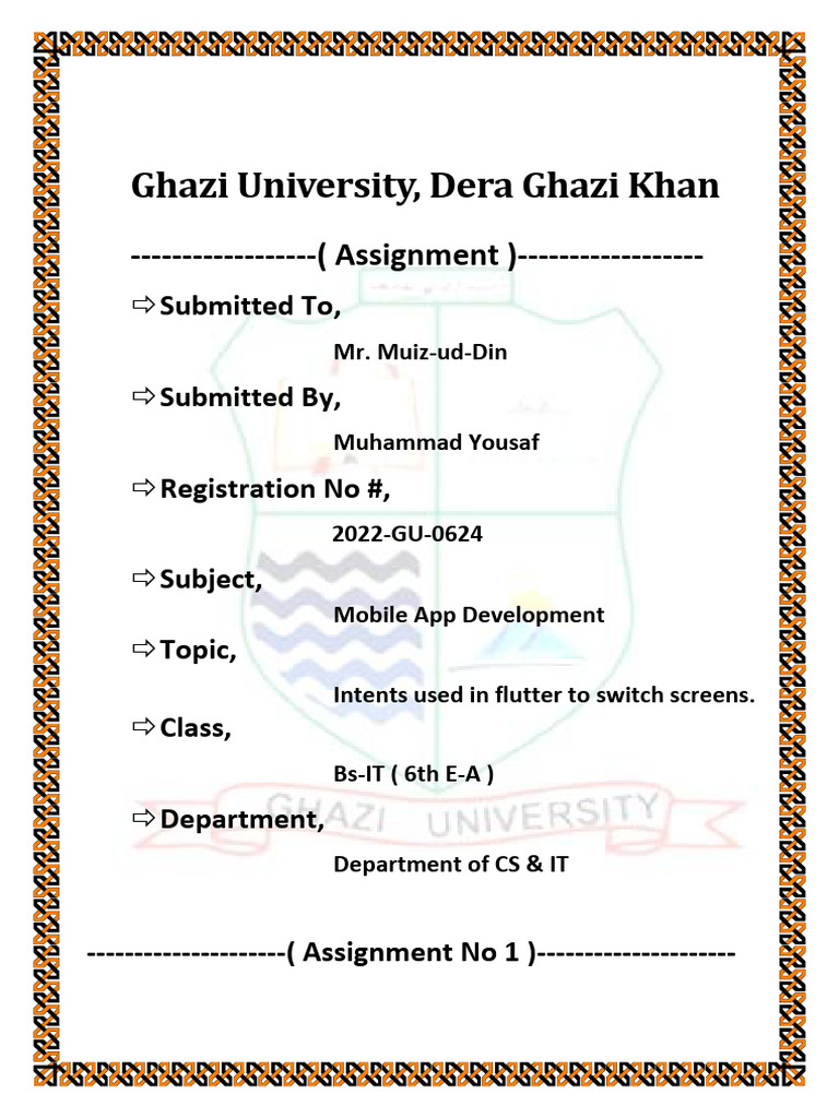 Assignment No 2 (Intents in Flutter To Switch Pages) | PDF | Copy ...