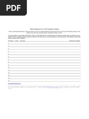 Term Limit Petition Blank