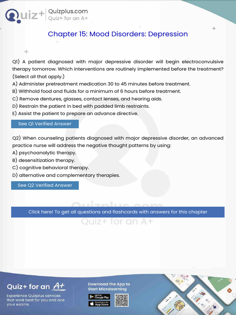 A Patient Diagnosed With Major Depressive Disorder Will Begin ...