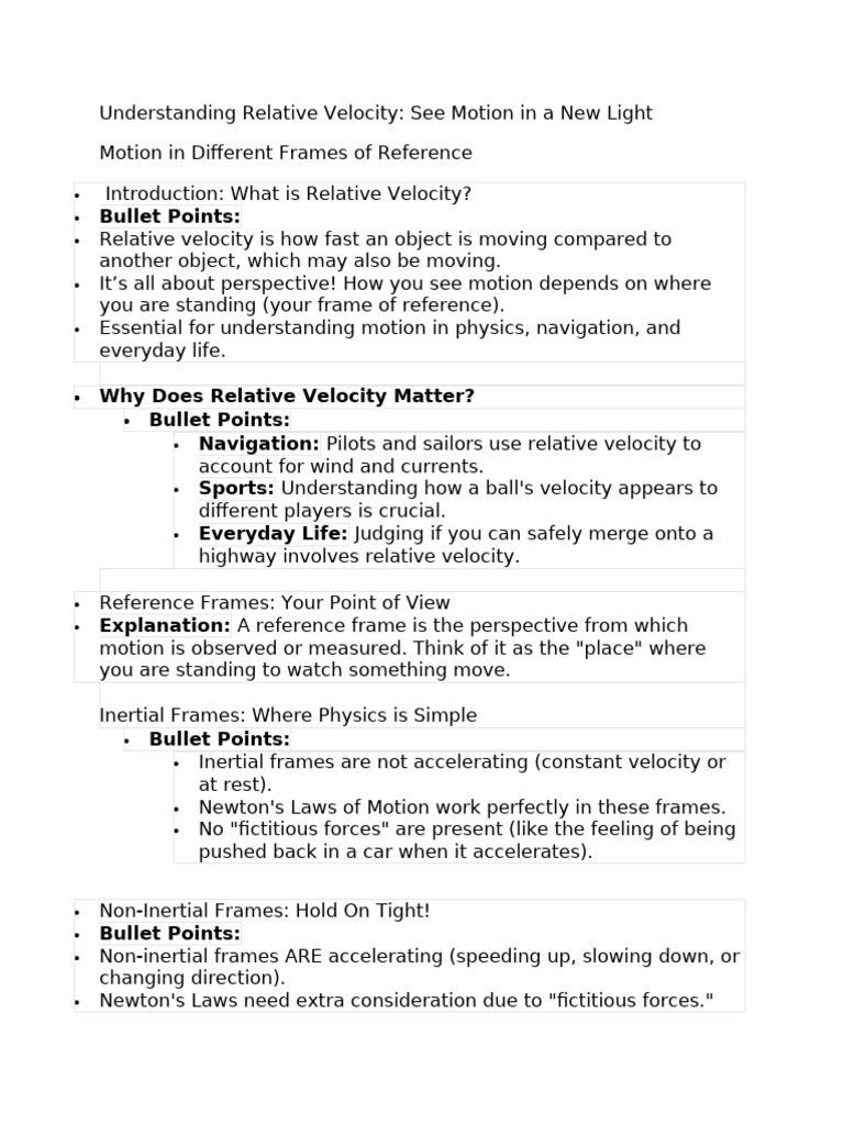 Understanding Relative Velocity | PDF | Velocity | Acceleration