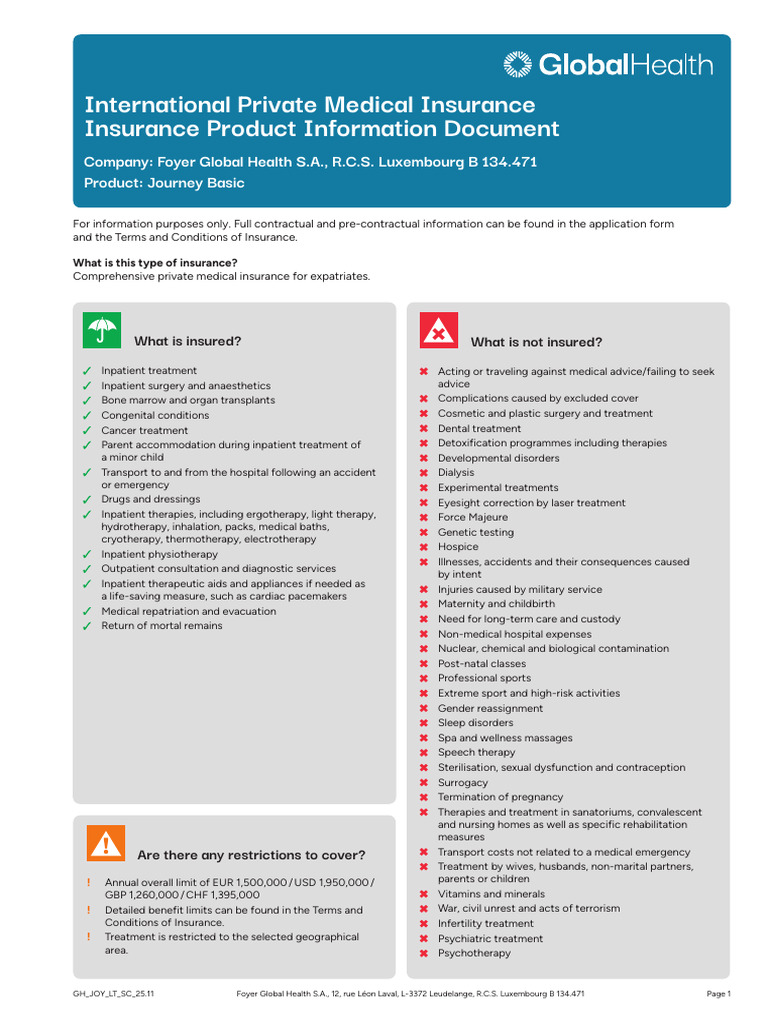 IPID GH Journey Basic en | PDF | Insurance | Insurance Policy