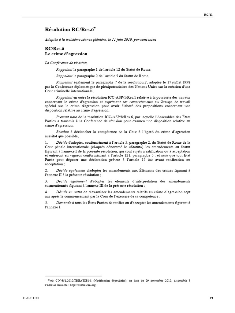 RC Res.6 FRA | PDF | Crimes | Crime et violence