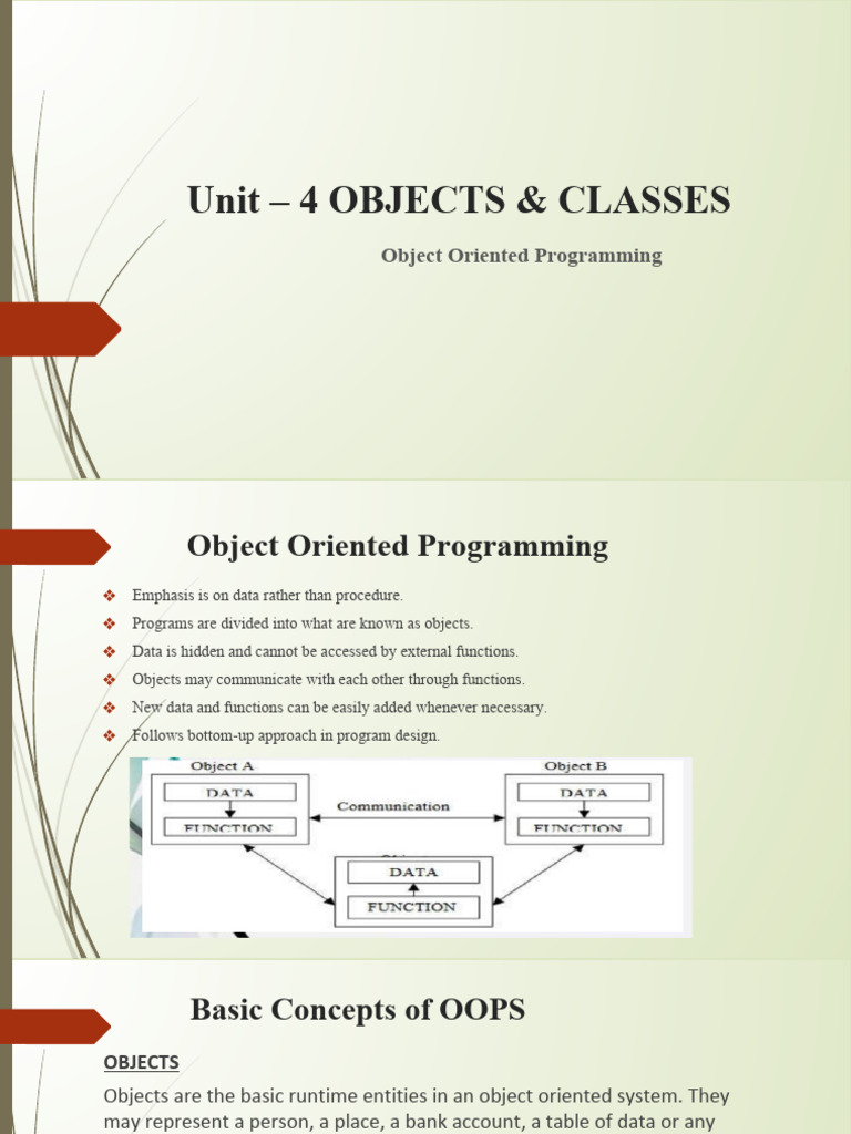 Chapter 4 and 5 - Objects and Classes | PDF | Inheritance (Object ...