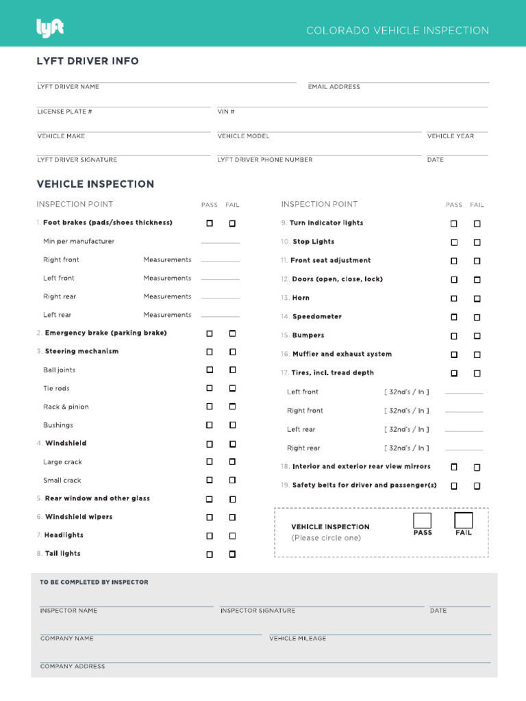 Lyft Inspection Form | PDF