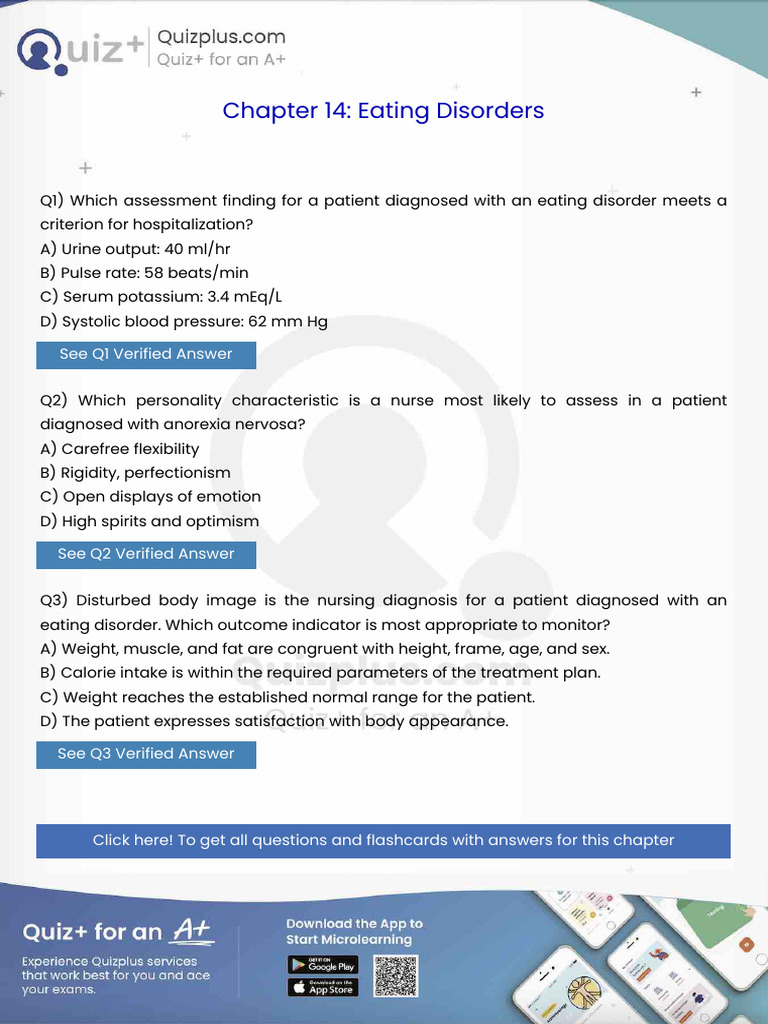 Which Assessment Finding For A Patient Diagnosed With An Eating ...