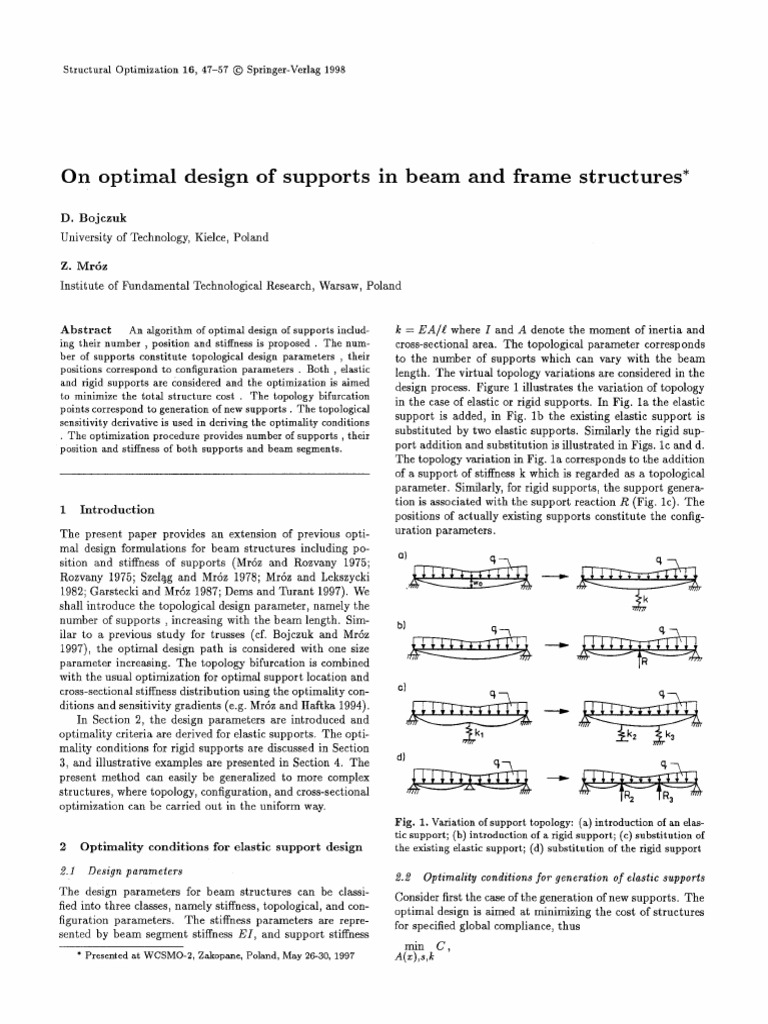 Bojczuk On Optimal Design of Supports in Beam An | PDF | Beam ...