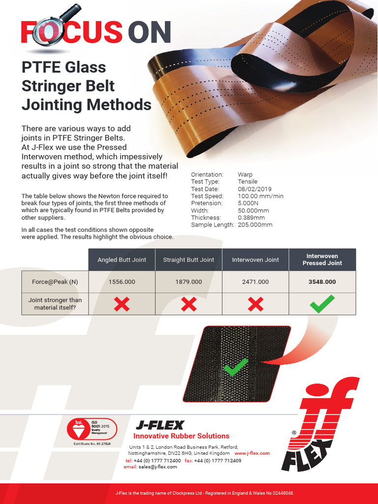 Focus On PTFE Stringer Belt Joints | PDF